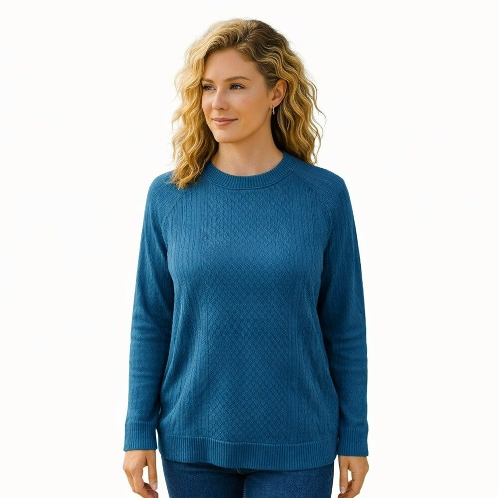 Lululemon Diamond-Pattern Crewneck Pullover Womens Size 12 Nylon Blend Blue